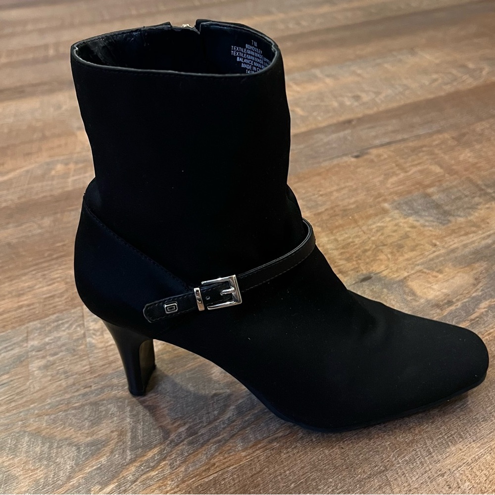 Bandolino Black Ankle Booties with Silver Buckle